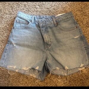 Zara Light Blue Distressed Jean Shorts